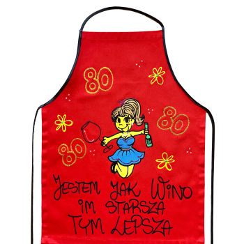 [Fb03-80] Fartuszek bawełniany JESTEM JAK WINO, IM STARSZA TYM LEPSZA 80